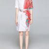 Short Sleeves Sash Patch Block Midi Dress