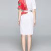 Short Sleeves Sash Patch Block Midi Dress - Image 3
