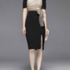 Short Sleeves Square Lace Bodycon Dress