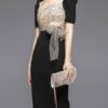 Short Sleeves Square Lace Bodycon Dress - Image 2