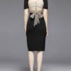 Short Sleeves Square Lace Bodycon Dress - Image 3