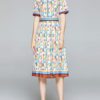 Short Sleeves Turndown Collar Long Dress - Image 2