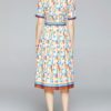 Short Sleeves Turndown Collar Long Dress - Image 3