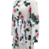 Skater High Collar Long Sleeve Lace Up Printed Short Dress - Image 2