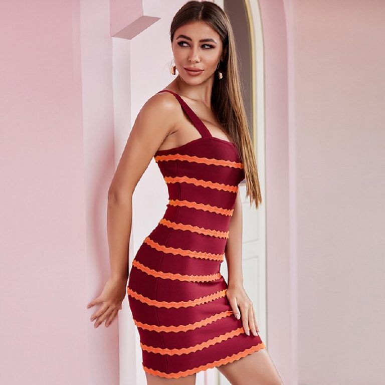 Spaghetti Strap Sexy Mini Club Celebrity Party Bandage Dress - Image 4