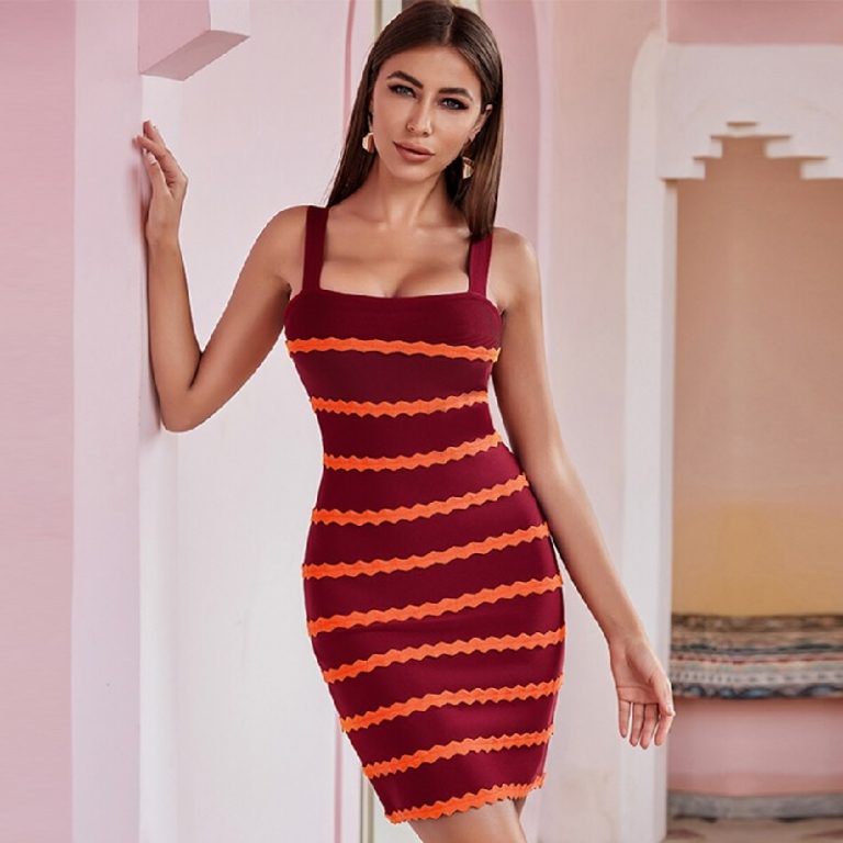 Spaghetti Strap Sexy Mini Club Celebrity Party Bandage Dress - Image 2