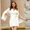 Split sleeves lace lapel mini dress - Image 2