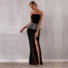 Strapless Club Beading Evening Party Bodycon Bandage Dress - Image 3