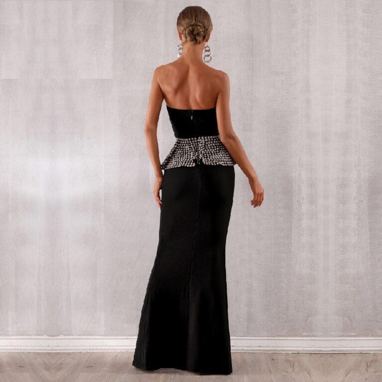 Strapless Club Beading Evening Party Bodycon Bandage Dress - Image 6