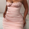 Straps Neck Pleated Long Sleeves Polyester Open Shoulder Sexy Sheath Club Dresses - Image 3