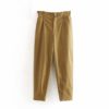 Streetwear Pockets Pleated Waist Cotton Paperbag Pants