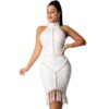 Tassel Sexy Halter Luxury Beading Celebrity Party Bodycon Dress - Image 2