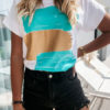 Tees Jewel Neck Short Sleeve Cotton Printed T Shirt