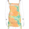Tie Dye Sleeveless Straps Neck Lace Up Backless Pencil Sexy Bodycon Dress - Image 5