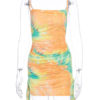 Tie Dye Sleeveless Straps Neck Lace Up Backless Pencil Sexy Bodycon Dress - Image 7