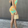 Tie Dye Sleeveless Straps Neck Lace Up Backless Pencil Sexy Bodycon Dress - Image 4