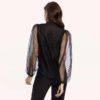 Transparent Turn Down Collar Long Puff Sleeve Blouse - Image 2