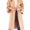 Turndown Collar Long Sleeve Lace Up Wrap Coats