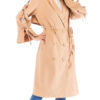 Turndown Collar Long Sleeve Lace Up Wrap Coats - Image 2