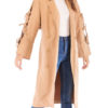 Turndown Collar Long Sleeve Lace Up Wrap Coats - Image 3