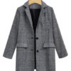 Turndown Collar Long Sleeve Plaid Jackets With Pockets