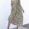 Turndown Collar Long Sleeve Printed Split Shirt Maxi Dress - Image 6