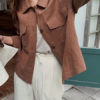 Turndown Collar Long Sleeve Short Jacket With Pockets - Image 2