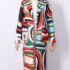 Turndown Collar Long Sleeves Printed Casual Woolen Coat - Image 3