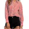 Turndown Collar Shirt Casual Stripes Buttons Long Sleeves Tops