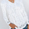 V-Neck Casual Long Sleeves Hollow Out Polyester Tops - Image 2