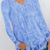 V-Neck Casual Long Sleeves Hollow Out Polyester Tops