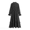 Vintage Bow Tie Collar Print Dress - Image 2