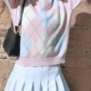 Argyle Knitted Vintage Crewneck Cute Casual Sweater - Image 2