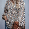 Blazer Chiffon V Neck Long Sleeve Printed Casual Shirt