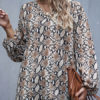 Blazer Chiffon V Neck Long Sleeve Printed Casual Shirt - Image 2
