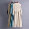 Casual Elegant Solid Long Sleeve A-line Sweater Dress - Image 2
