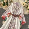 Casual Fashion Retro Puff Sleeve Button A-line Maxi Dress - Image 4