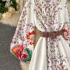 Casual Fashion Retro Puff Sleeve Button A-line Maxi Dress - Image 5