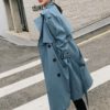 Casual Slim Belt Cloak Vintage Windbreaker Trench Coat - Image 4