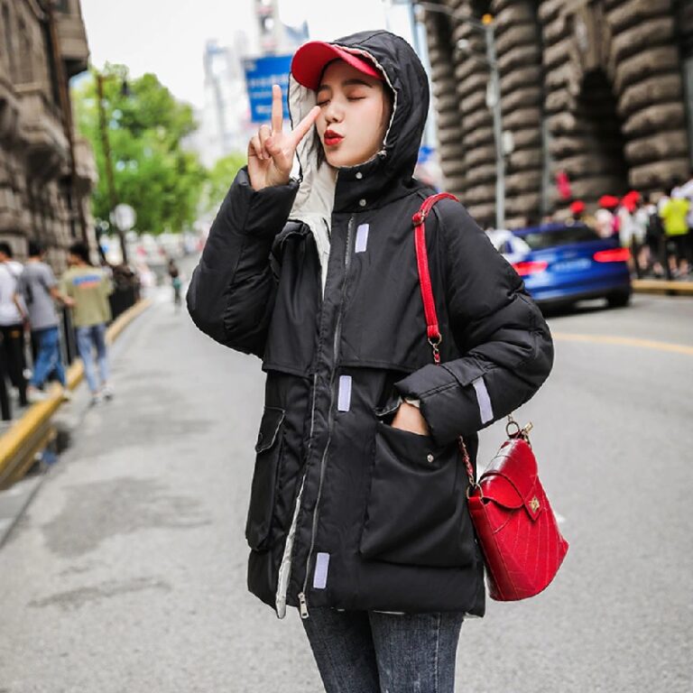 Casual Solid Jacket Large Fur Collar Slim Cotton Coat - Image 2