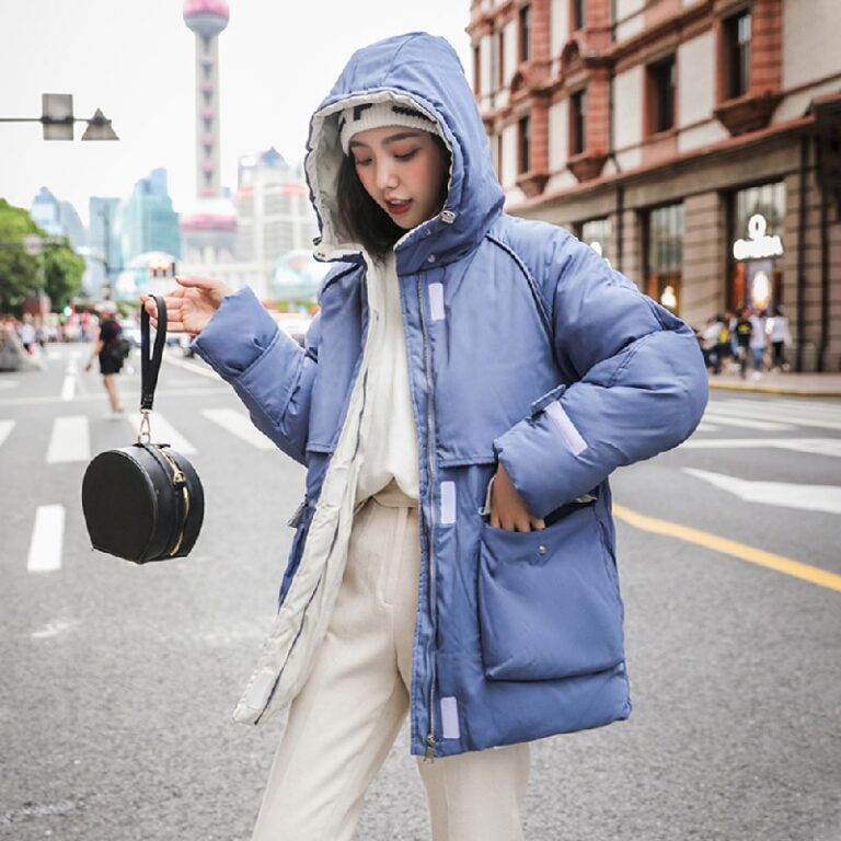Casual Solid Jacket Large Fur Collar Slim Cotton Coat - Image 3