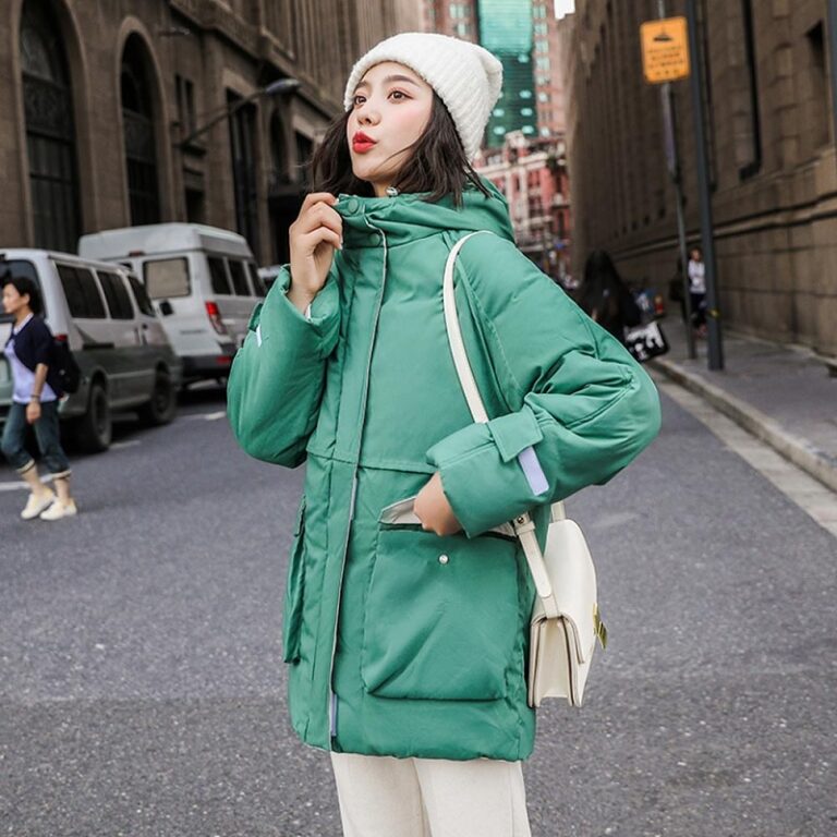Casual Solid Jacket Large Fur Collar Slim Cotton Coat - Image 4