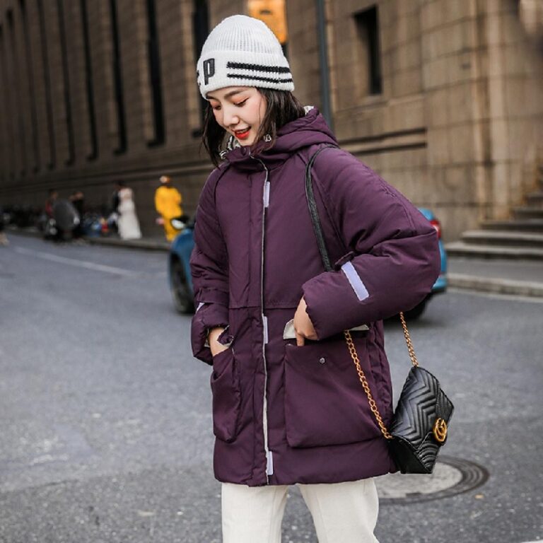 Casual Solid Jacket Large Fur Collar Slim Cotton Coat - Image 5