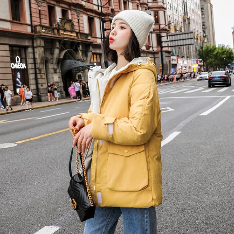 Casual Solid Jacket Large Fur Collar Slim Cotton Coat - Image 6
