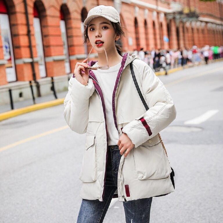 Casual Solid Jacket Large Fur Collar Slim Cotton Coat