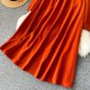 Casual Square Collar Long Sleeve A-line Street Wear Midi Dresses - Image 16