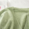 Casual V Neck Fashion Buttons Elastic Puff Sleeve Cardigans - Image 8
