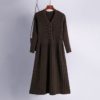 Casual V Neck Long Sleeve A-line Jumper Sweater Dresses - Image 3