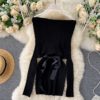Elegant Off Shoulder Slash Neck Short Sweater Dress - Image 5