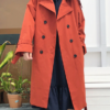 Elegant Office Solid Long Trench Coat - Image 6